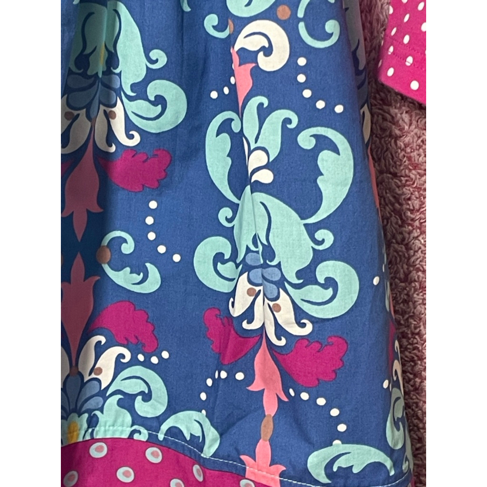 Girls Eleanor Rose Casual Dress Size 7 Pink Blue Floral Polka Dot - Picture 3 of 7